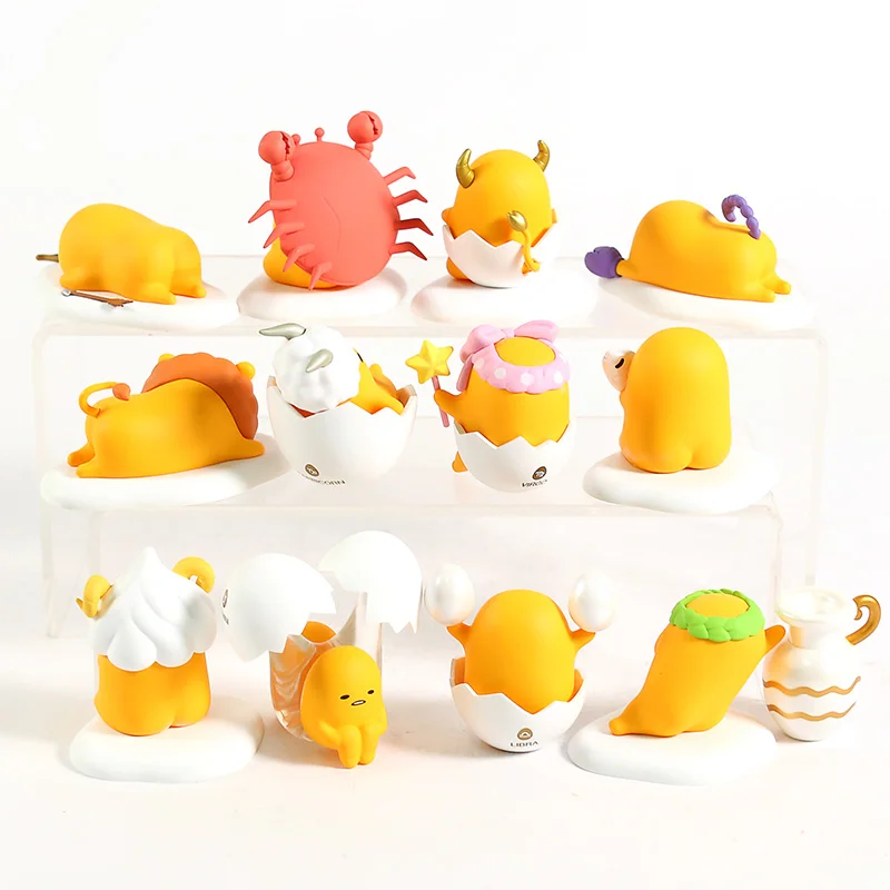 Кавайная одежда, с героями мультфильмов Gudetama зодиака серии мини ПВХ Фигурки Коллекционная фигурка игрушки Brinquedo 12 шт./компл