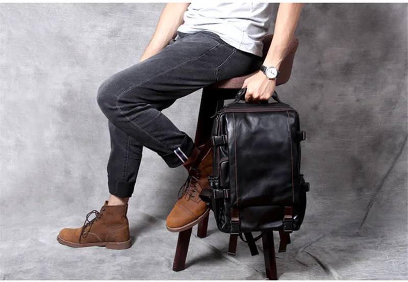 PNDME Повседневный простой мужской черный рюкзак из натуральной кожи, модный дизайнерский рюкзак с защитой от кражи из воловьей кожи для путешествий, роскошный рюкзак для ноутбука