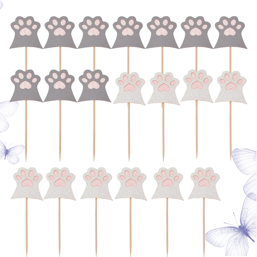 20pcs Cat Claw Cake Toppers Cake Decoration Inserts Cake Picks Cupcake Ornament for Party Festival
