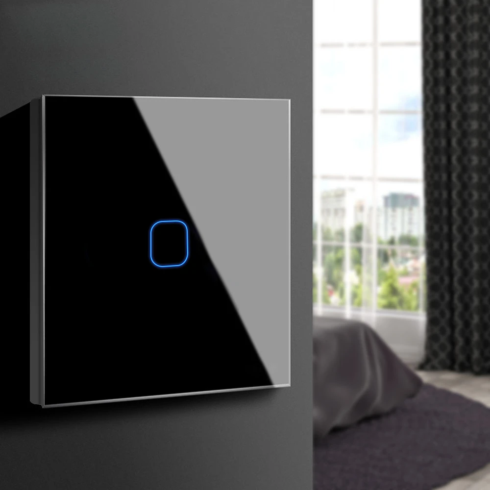LED light Touch Switch Sensor Wall lamp Switch Tempered Glass Panel 110-220V