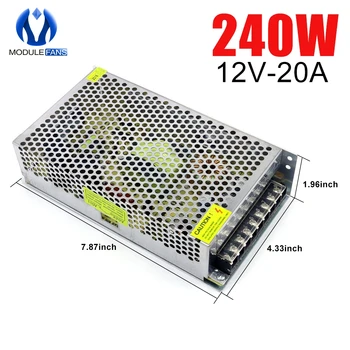 

AC To DC 12V Switching Power Supply S-240-12 Metal Shield 20A/240W LED Security Monitoring Voltage Regulator Stabilizer