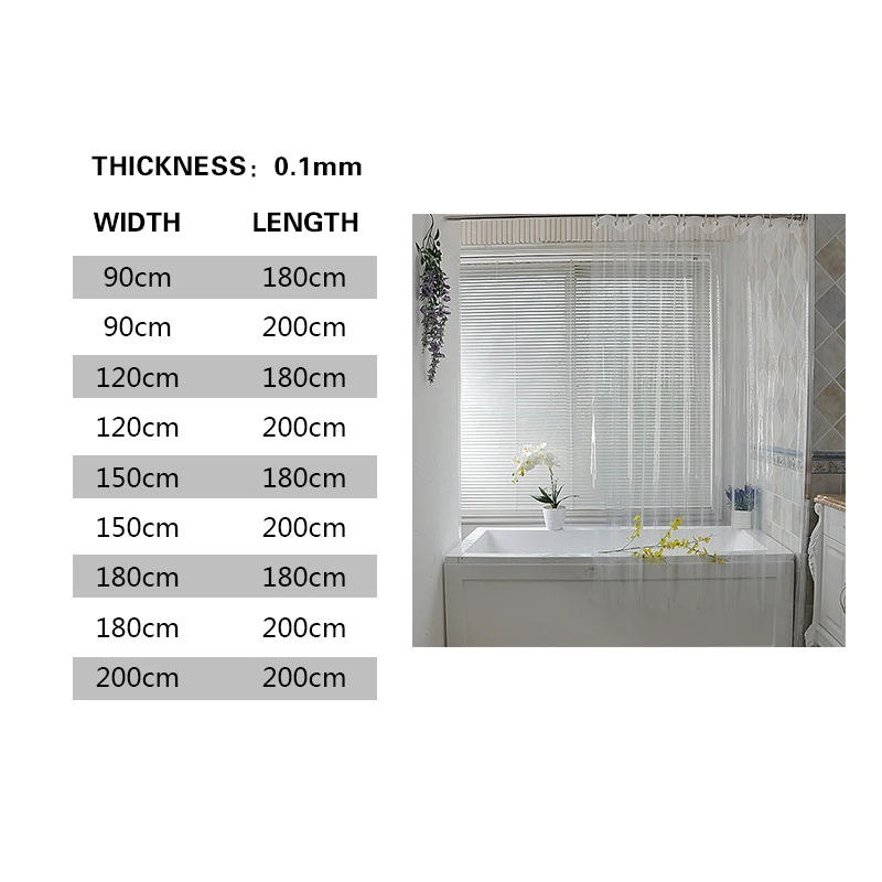 Cortina de ducha transparente impermeable para el hogar, visillo de baño de  plástico blanco, forro transparente/rosa, moho, PEVA de lujo con ganchos