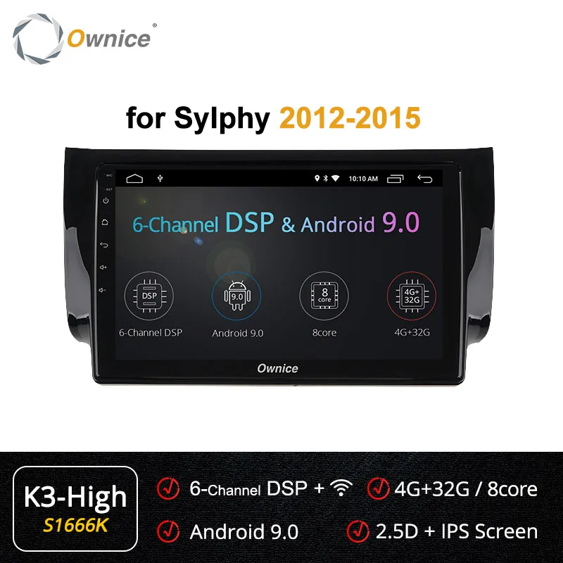 S1666 K3-High Ownice 10.1" 360 Panorama Android 9.0 Car DVD Radio Player k3 k5 k6 for NISSAN SYLPHY 2012 2013 4GB+64GB 4G LTE DSP - Цвет: S1666 K3-High
