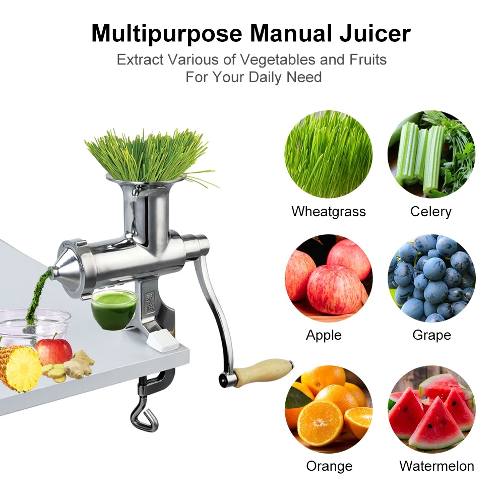 100% Stainless Steel Wheatgrass manual juicer fruit citrus juice extrator 3
