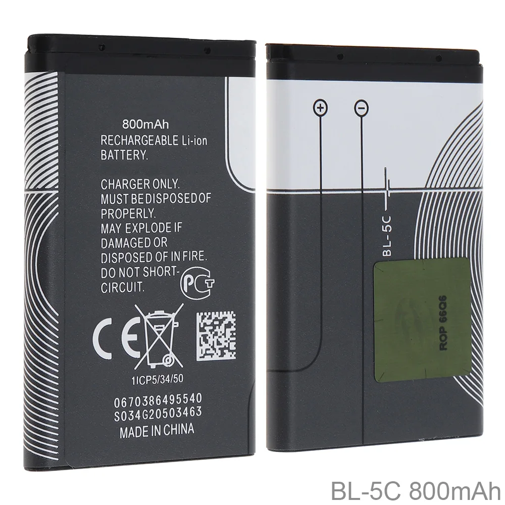 

3.7V Actual Capacity 800mAh Rechargeable Li-ion Mobile Cell Phone Battery with PTC Protection for Nokia 3100 N70 N72 N91 5130