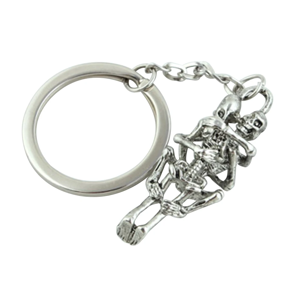 2PCS Couple Gift Fashion Valentine Day Men Women Alloy Handbag Accessory Skeleton Shape Valentine Keyring Key Chain Small Cute