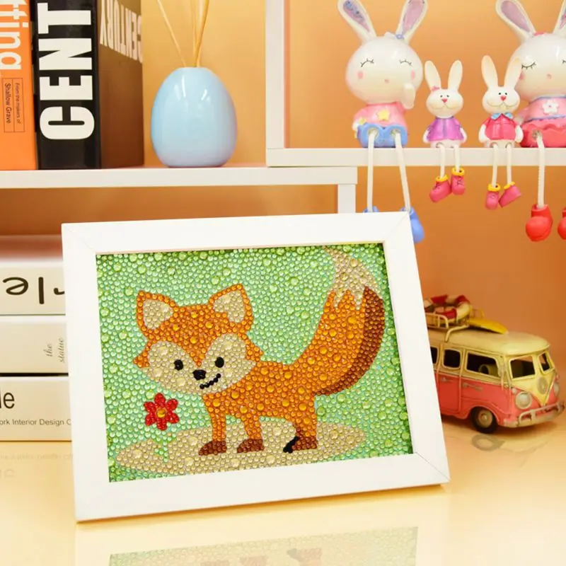 Мультфильм лиса DIY 5D полная дрель круглая Алмазная картина Картина Вышивка крестиком набор вышивка ручной работы Домашний декор с рамкой