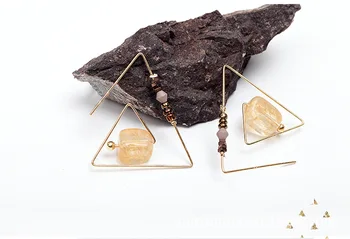 

MB-9 Popular natural stone tea crystal earrings European and American geometric personality simple earrings earrings women