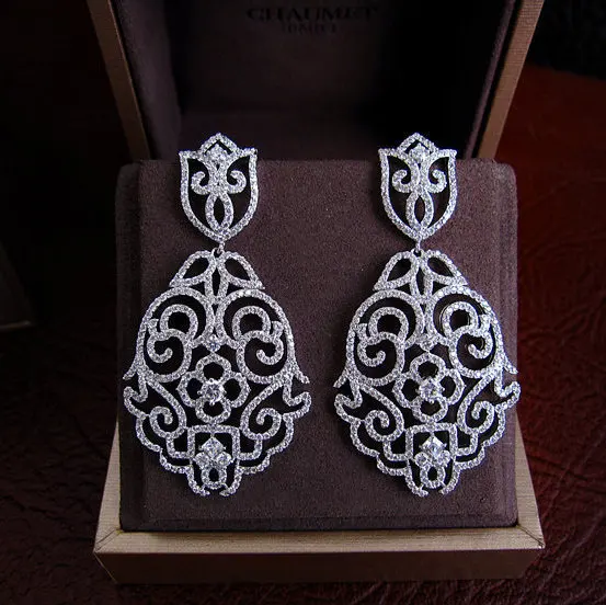 Fashion new AAA cubic zirconia hollow out pave setting drop earrings Wedding&ampParty Jewelry for Women E9782 | Украшения и