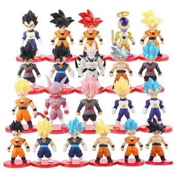 

21pcs/set Dragon Ball Z Super Saiyan God SS Son Goku Gohan Vegeta Vegetto Freeza PVC Figures Dragonball Model Toys