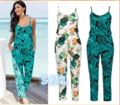 new Casual New Style 2021 Floral Printed Romper Playsuit jumpsuit women long pants Beach Casual Siamese Trousers women clothes