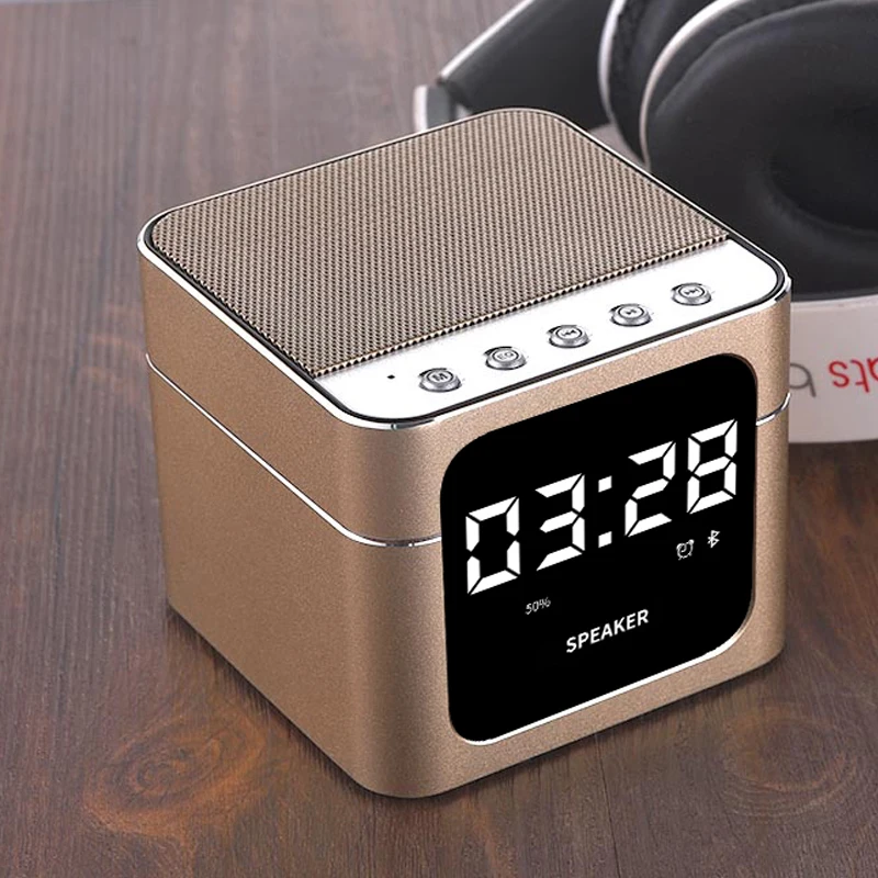 Светодиодный Будильник из алюминиевого сплава с беспроводным Bluetooth динамиком