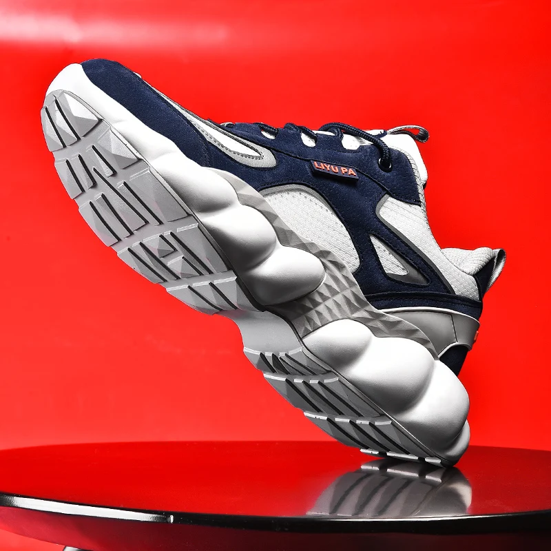 Новая трендовая Светоотражающая спортивная обувь для мужчин на толстой подошве; кроссовки для бега; дышащая Спортивная обувь; прогулочная Мужская обувь; Zapatillas