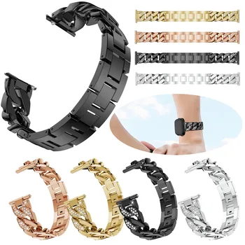 

Single Row Cowboy Chain Metal Crystal Watch Band Wrist Strap For Fitbit Versa Quick Release Bracelet SmartWatch Accessories