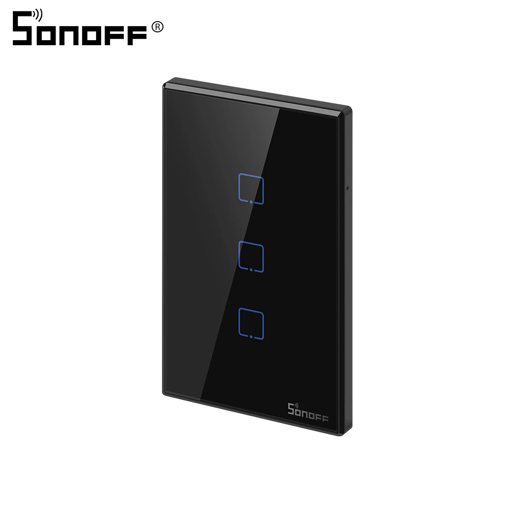 T3 US 3C Интеллектуальный выключатель света SONOFF TX T2/T3 США черный 1/2/3 RF 433 МГц RF пульт Управление Беспроводной Wi-Fi Сенсорный настенный выключатель света Умный Панель Google Home Alexa - Комплект: T3 US 3C