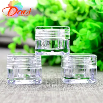 

20pcs arylic clear refillable bottles transparent small square with lid jars nail container for cream/liquid/lotion storage