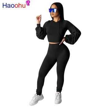 

HAOOHU Two Piece Set Tracksuit Women Long Sleeve Hoodies + Pants Suit Casual Fall Winter Fashion Clothing 2 Piece Matching Sets