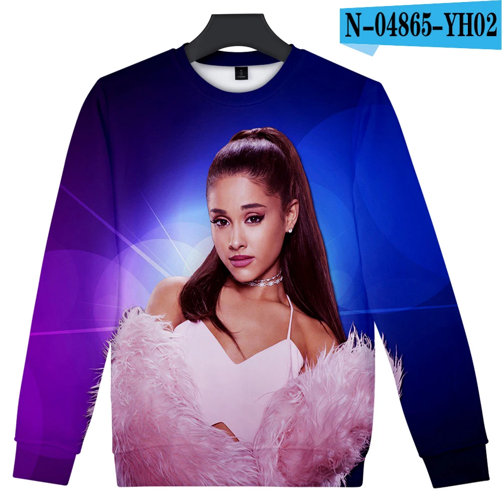 Ariana Grande уличная Толстовка для женщин с круглым вырезом и длинными рукавами из хлопка Harajuku Толстовка Весенняя Толстовка для женщин - Цвет: Зеленый