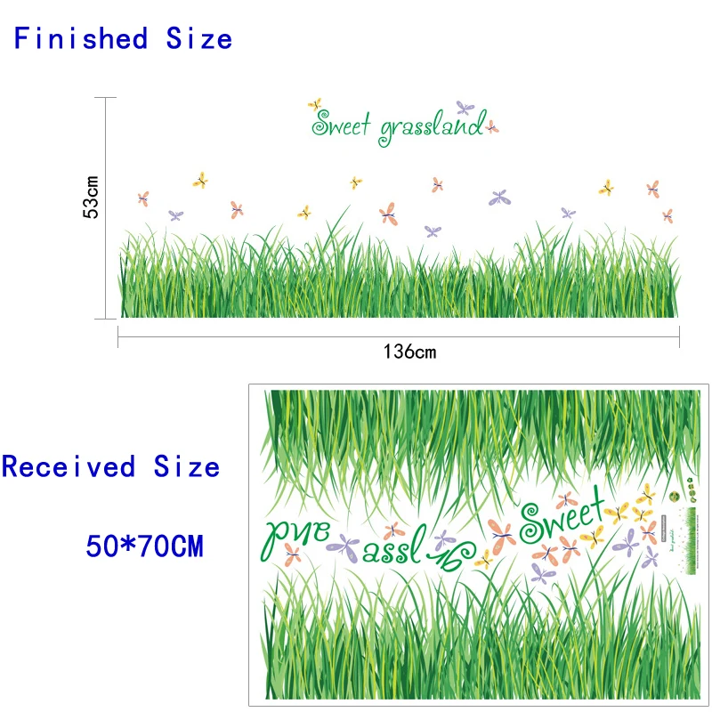 Линия стопы Baseboard крышка Настенная Наклейка угловые наклейки зеленая трава украшение для дома бабочки DIY виниловое панно для стекла гостиной