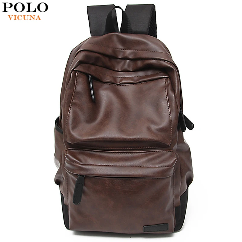 

VICUNA POLO Fashion Leather Men Backpack Unisex College Student School Backpack Large Capacity Travel Laptop Backpack mochila