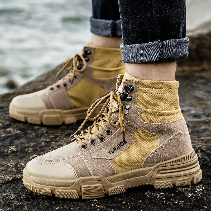 

Combination Recommended Men's Boot Retro British Style Hight-top Canvas Breathable Desert Worker Boot Hot Selling Hot Selling Co