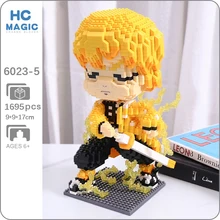 

HC 6023-5 Anime Monster Demon Slayer Agatsuma Zenitsu Warrior Building Blocks Model Mini Diamond Bricks Toy for Children Gifts