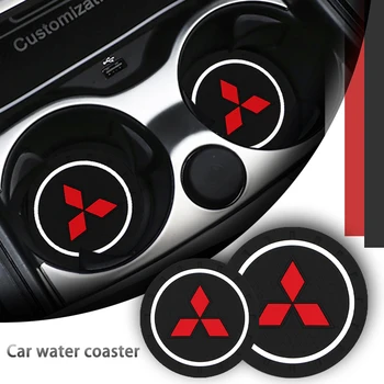 

1/2pcs Car Coaster Silicone Epoxy Coaster Car Decoration for Mitsubishi Ralliart Outlander Mirage Lancer Asx Accessories