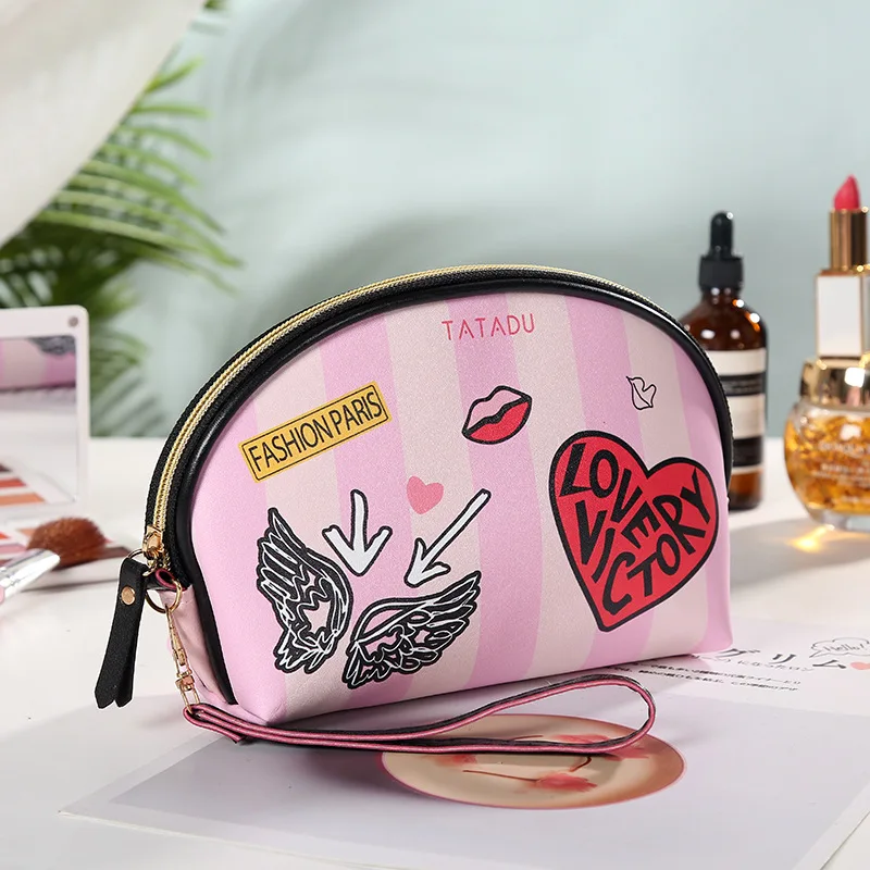 Новая Женская Полосатая Сумка для пельменей Корейская версия креативная ручная сумка с распылителем для получения косметички - Цвет: Shallow powder