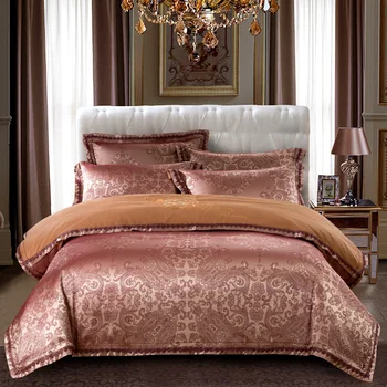 

Luxury Paisley Duvet Cover Set Rich Silky Jacquard Stain Queen King size 4Pcs Quilted Cotton Bed spread Bedding set Pillowcase