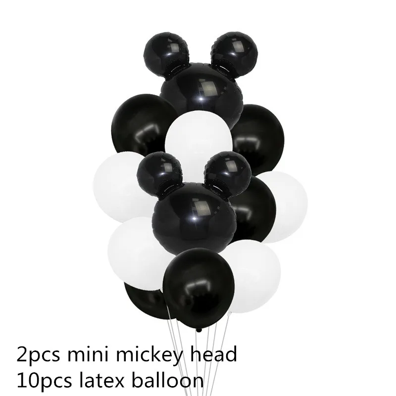 B 12pcs/lot Mickey Minnie Mouse Foil Balloons 12” Pink Blue Latex Balloons Baby Shower Happy Birthday Party Decorations Kids Toys - Цвет: B