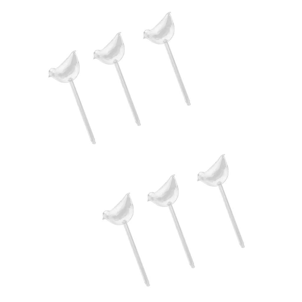 6x Bird Shaped Glass Plant Flower Holiday Watering Spike Stake Water Feeder Self Globes Hand Transparent Mini Durable Clear Bulb