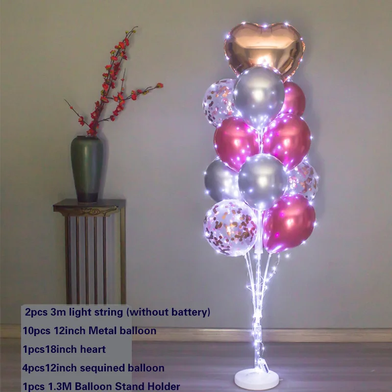 thumbnail image 1 of Kit de soporte para globos de mesa de 1,3 m con cadena de luces, centro de mesa con globos para decoraciones de cumpleaños, baby shower, fiestas de Navidad, 1 of 5