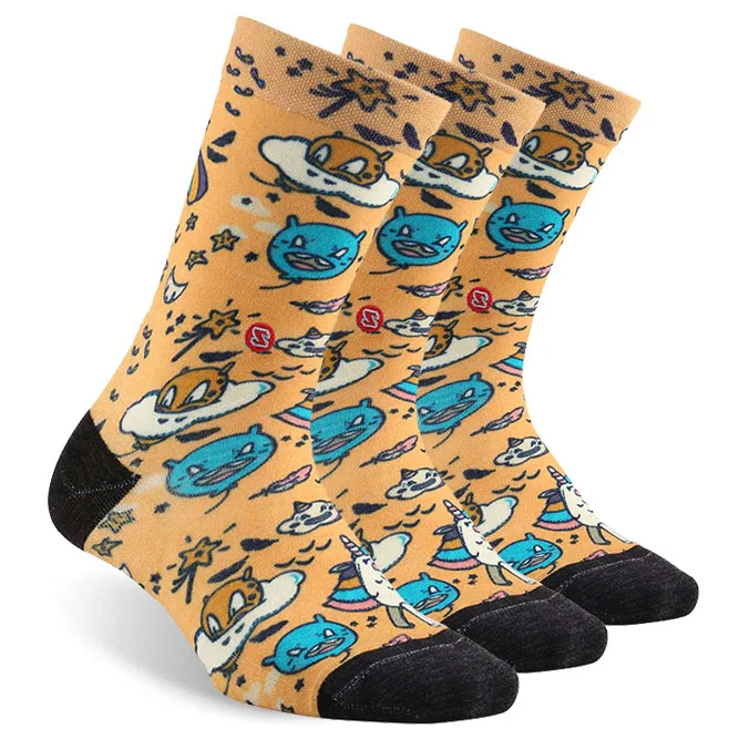 3 pair yellow Носки с принтом спортивные носки, ZEALWOOD унисекс мериносовая шерсть ультра-светильник носки для бега 1/3 пар - Цвет: 3 pair yellow