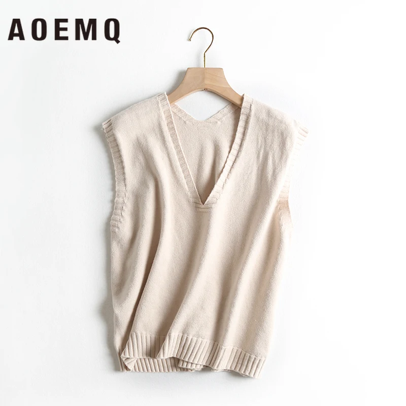 AOEMQ Casual Vest 5 Colors V-Neck Collar Sweaters Sleeveless Outwear Winter/Autumn Thin Cotton Homewear Women Clothing | Женская одежда