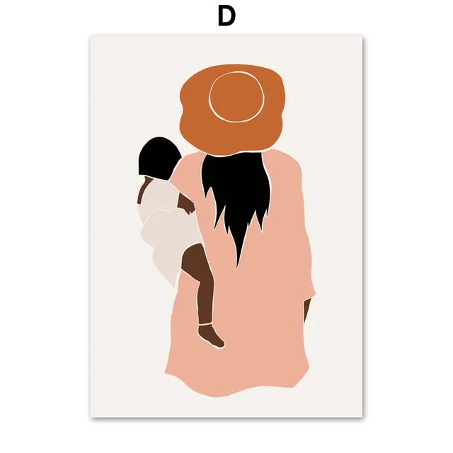 Pregnant Woman Mother Baby Illustration Nordic Posters And Prints Wall Art Canvas Painting Wall Pictures For Living Room Decor D