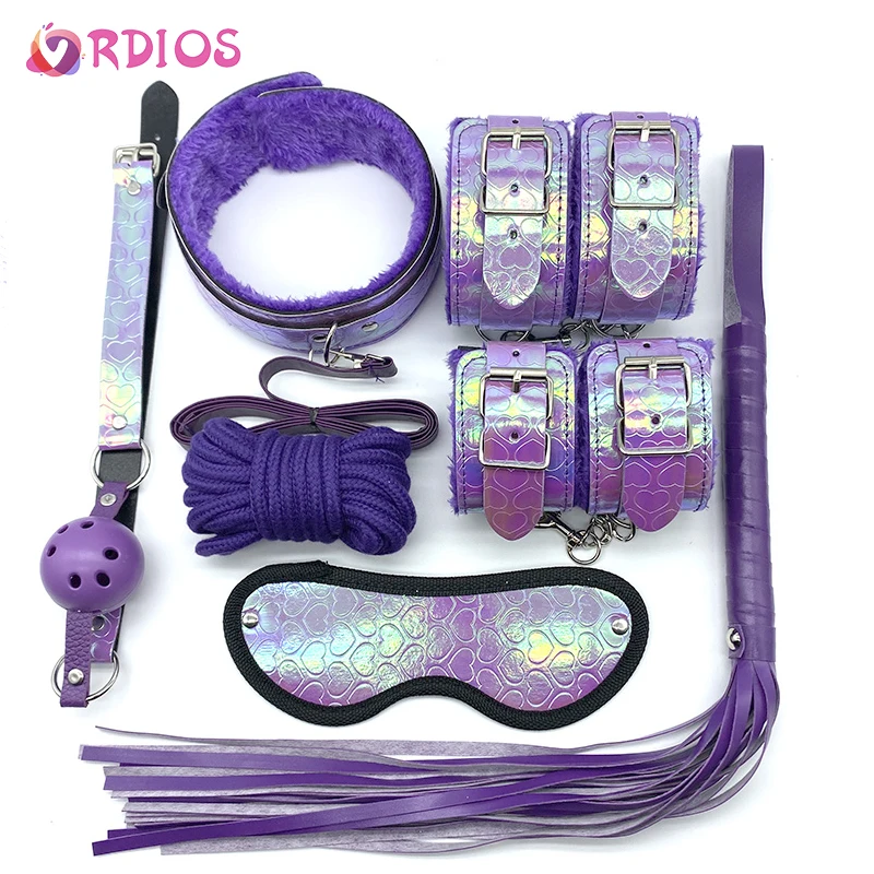 VRDIOS БДСМ секс бандаж набор эротические наручники рабский ошейник маска с кляпом