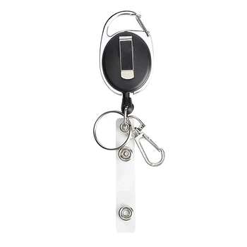 

1Pcs Retractable Key Chain Key Fob Extendable Badge Reel Keychain Reel Tag Buckle Key Hook