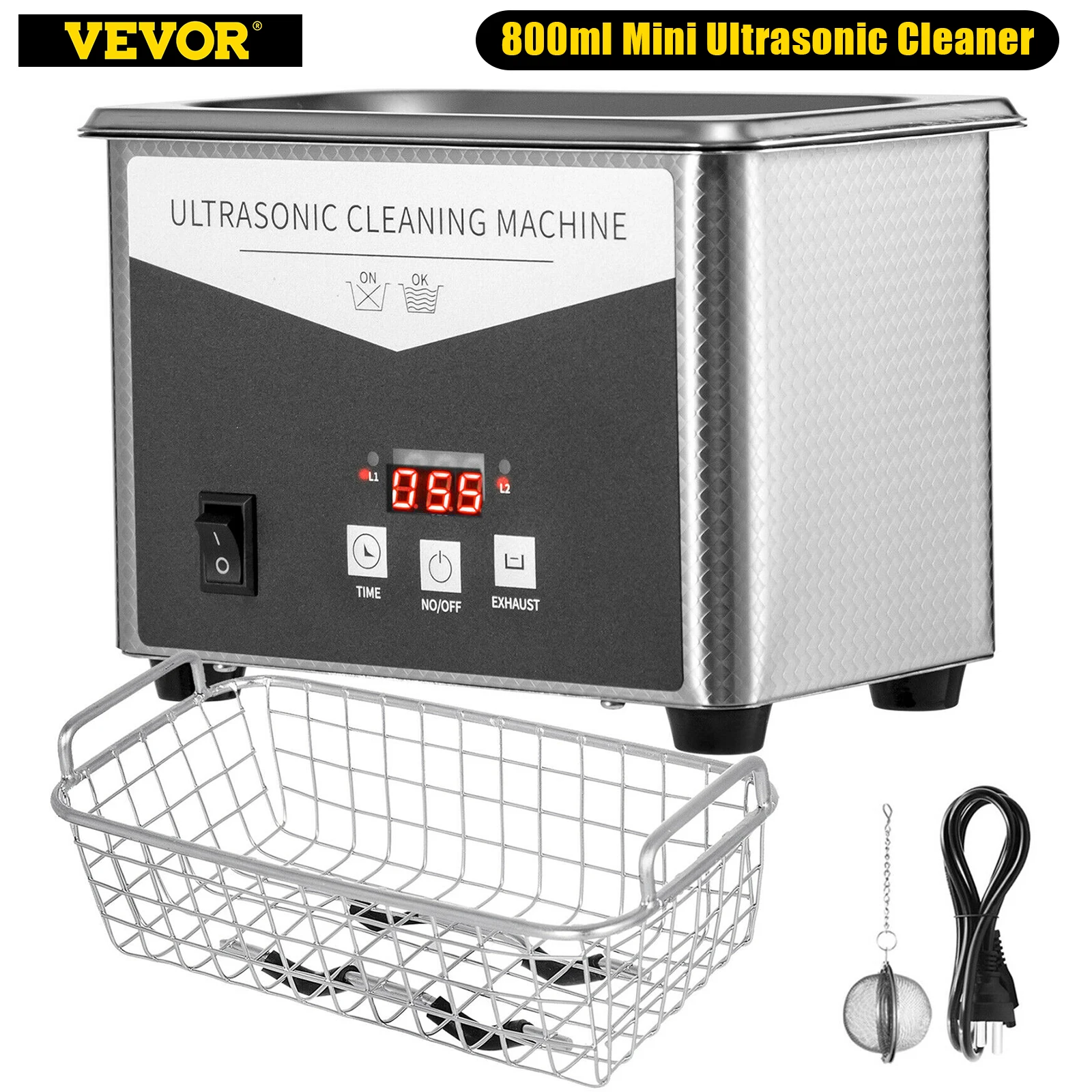Vevor 800ml Ultrasonic Cleaner Portable Washing Machine Mini Dishwasher
