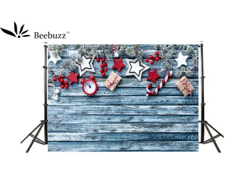 

Christmas Blue Wooden Board Background Christmas Stars Photography Studio Photophone Photo Christmas Family Party Backdrop