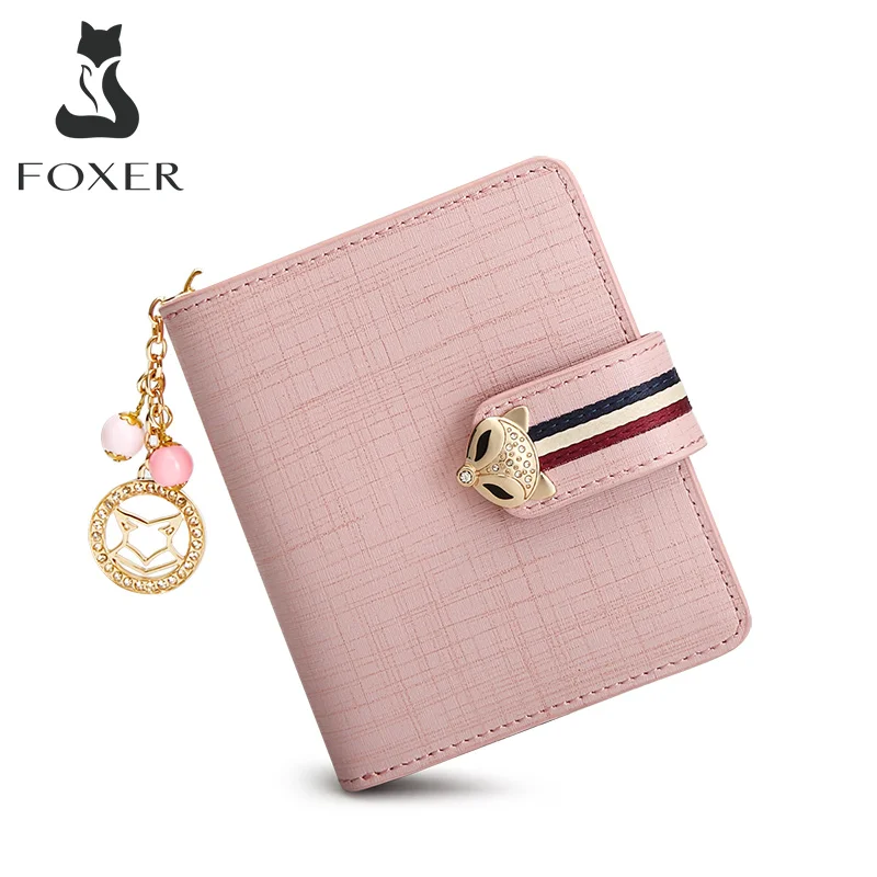 Short Wallet Coin-Purse FOXER Designer Card-Holder Girls High-Quality Split Women 