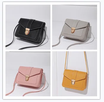 

New Style Women Fashion PU Leather Small Handbag Lady Solid Lock Satchel Bag