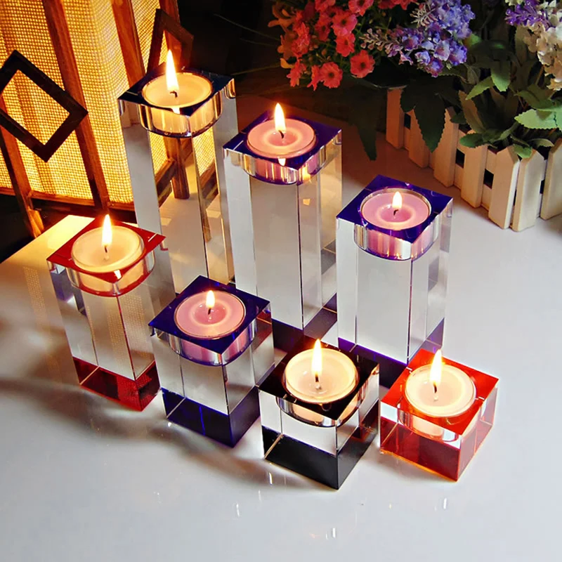 Candle Holder Clear Glass Crystal Tealight Stand Candlestick Decor European Ornaments LBShipping