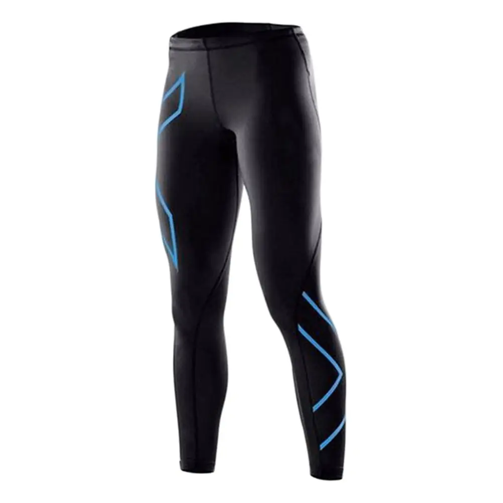 Легинсы сплайсинга компрессионные Модные мужские длинные штаны спандекс беговые базовые слои быстросохнущие беговые фитнес футбольные штаны - Цвет: Blue L
