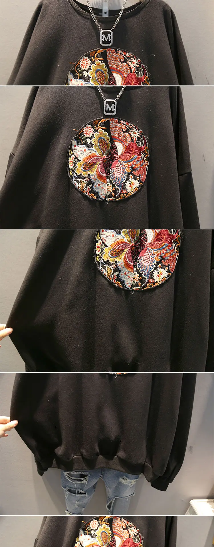XITAO/свитшот большого размера с вышивкой, женский корейский стиль, модный топ для отдыха, женская осенняя одежда GCC2599