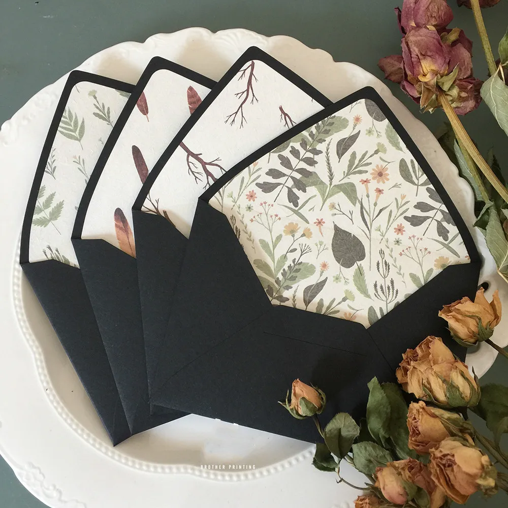 

5pcs/pack Retro Envelopes With Lining Creative Paper Envelopes DIY Decorative Envelopes for Invitation, Wedding, Anniversity