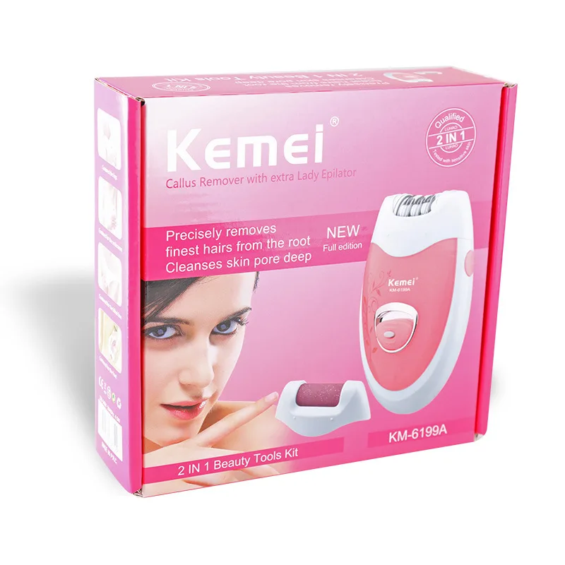 Kemei Триммер бикини профессиональный уход за волосами для женщин электрическое бритье для волос женский эпилятор шлифовальный прибор для ног D42 - Цвет: with box