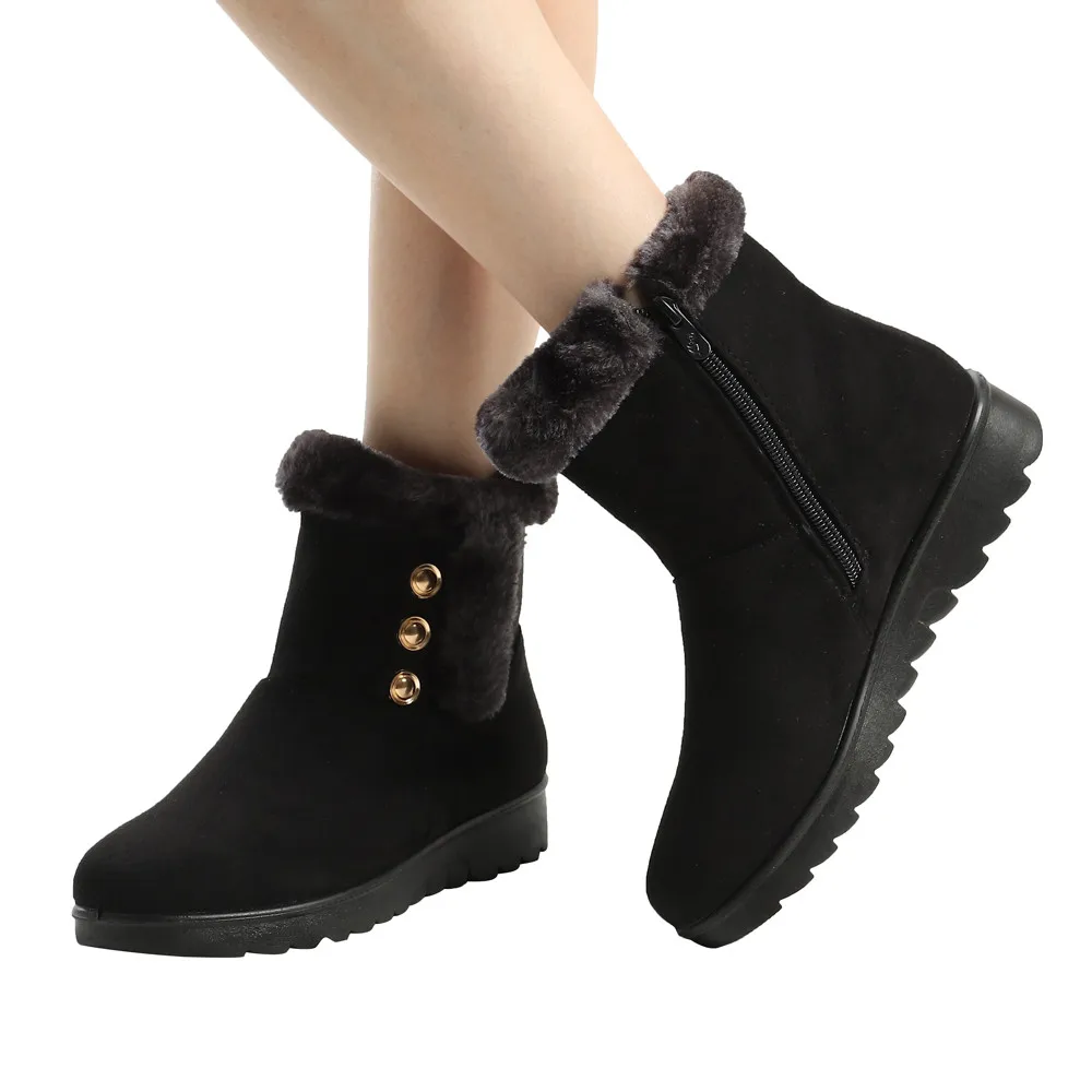 

Women Winte Plush Boots Warm Shoes 2019 Winter New Ladies Wedges Ankle Short Snow Boots Fur Footwear Warm Shoes Outdoor Booties