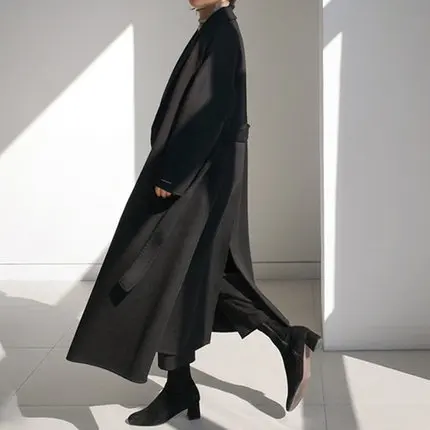 SuperAen, Осеннее и зимнее женское длинное шерстяное пальто, новинка, дикое повседневное модное шерстяное пальто для женщин, корейский стиль, большие размеры