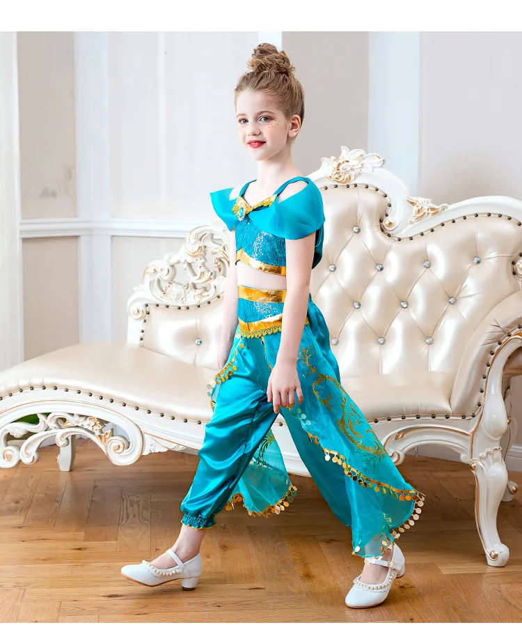 Europe And America Million Christmas Child CHILDREN'S Dress Aladdin's Lamp COS Jasmine Princess Skirt Character Performance Clot