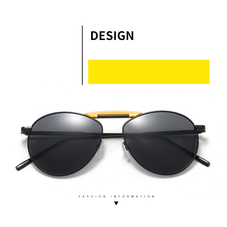Корейская мода, трендовые солнцезащитные очки пилота для женщин и мужчин,, фирменный дизайн, Ретро стиль, желтые, синие линзы, 90 s, солнцезащитные очки, S125
